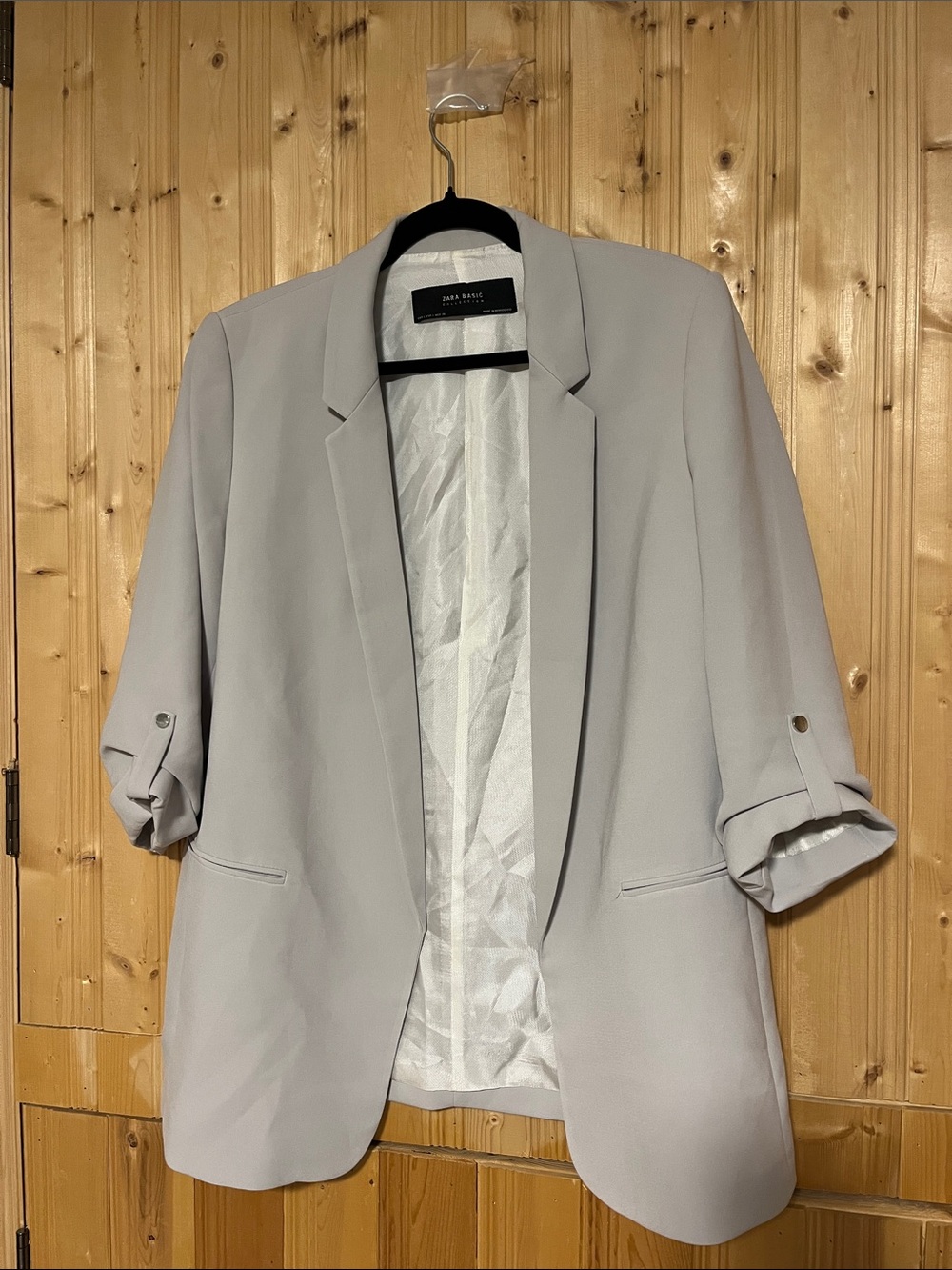 Zara Light Gray Open-Front Women's Blazer
